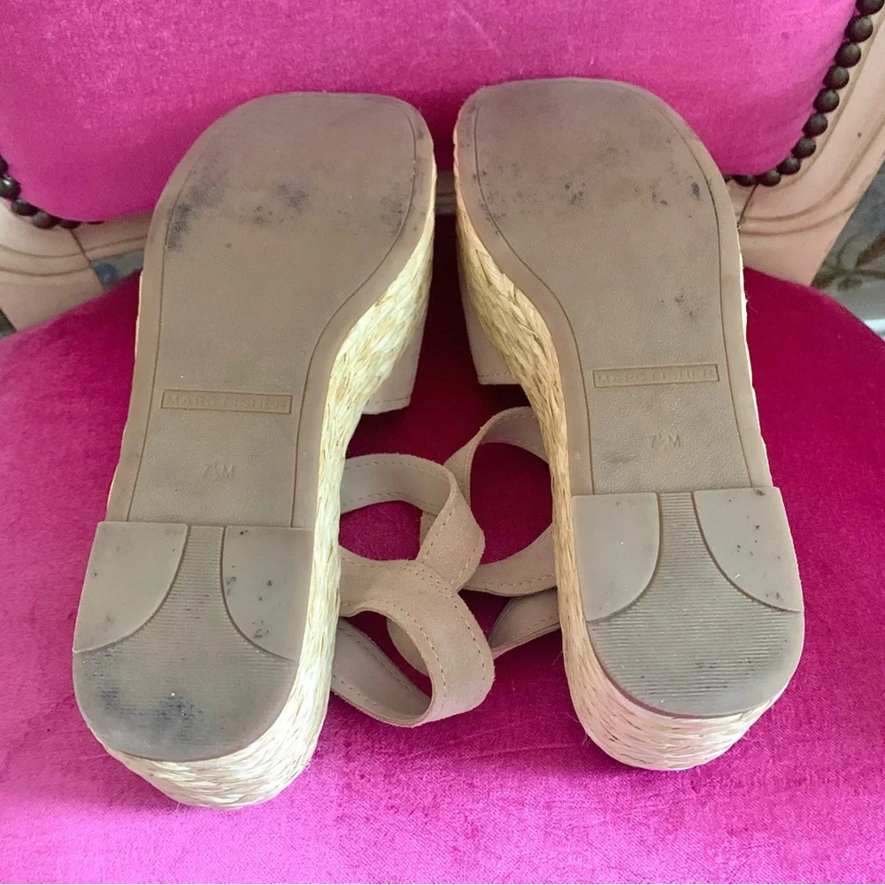 Marc Fisher Beige Espadrille Platform Sandals